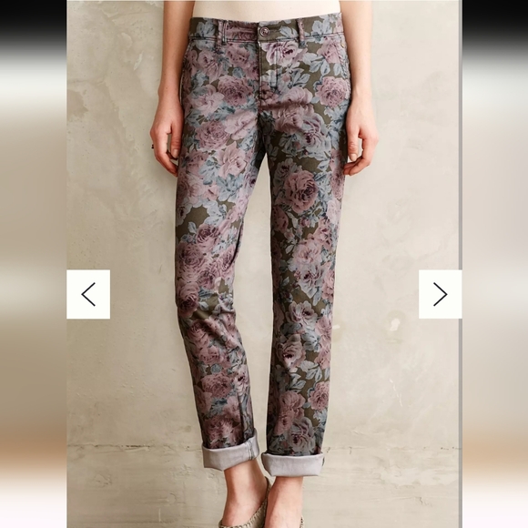 Pilcro and the Letterpress Denim - Anthropologie Pilcro and the Letterpress Pink/Green Floral Women's Pants Size 28